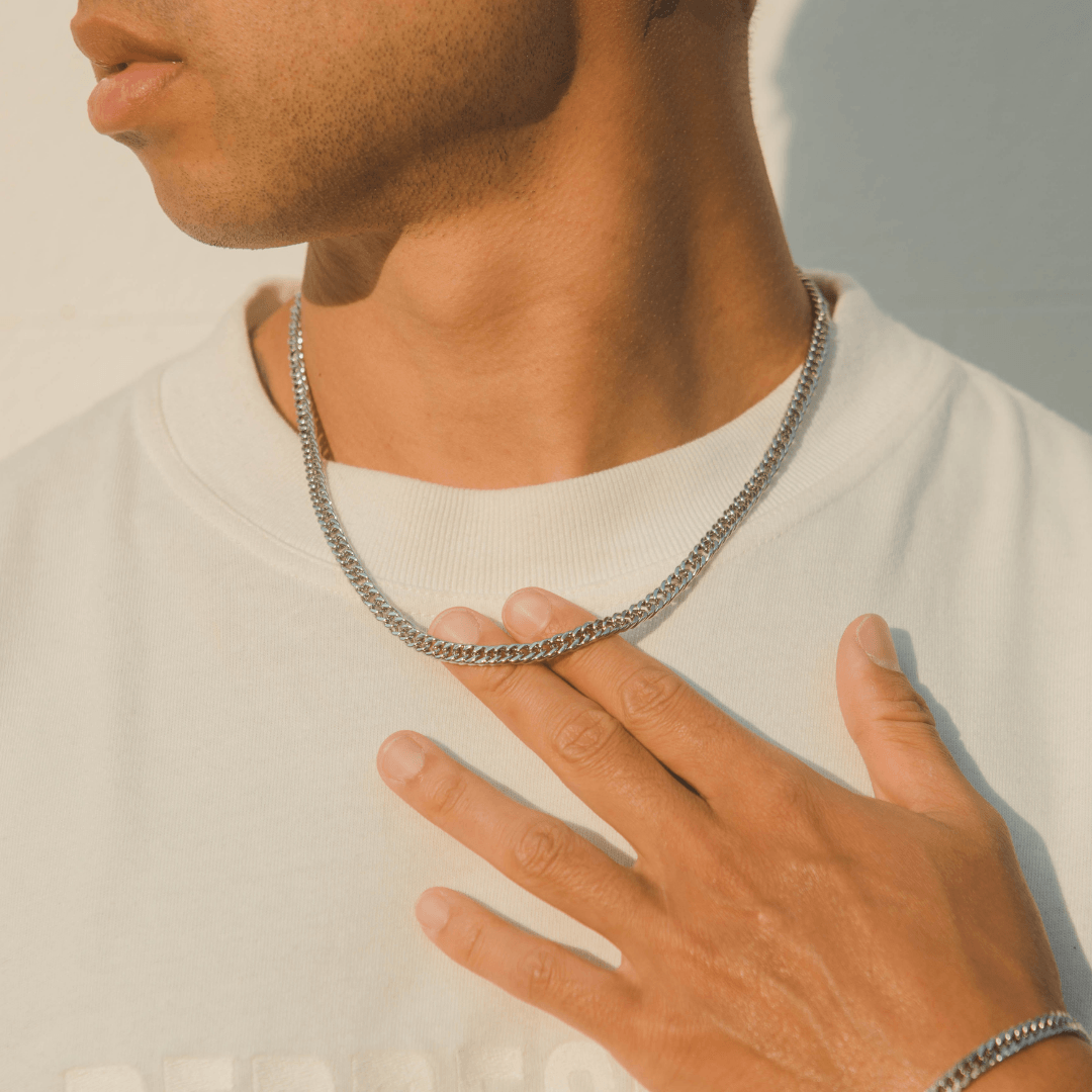 5mm Square Cuban Chain - White Gold - Cernucci