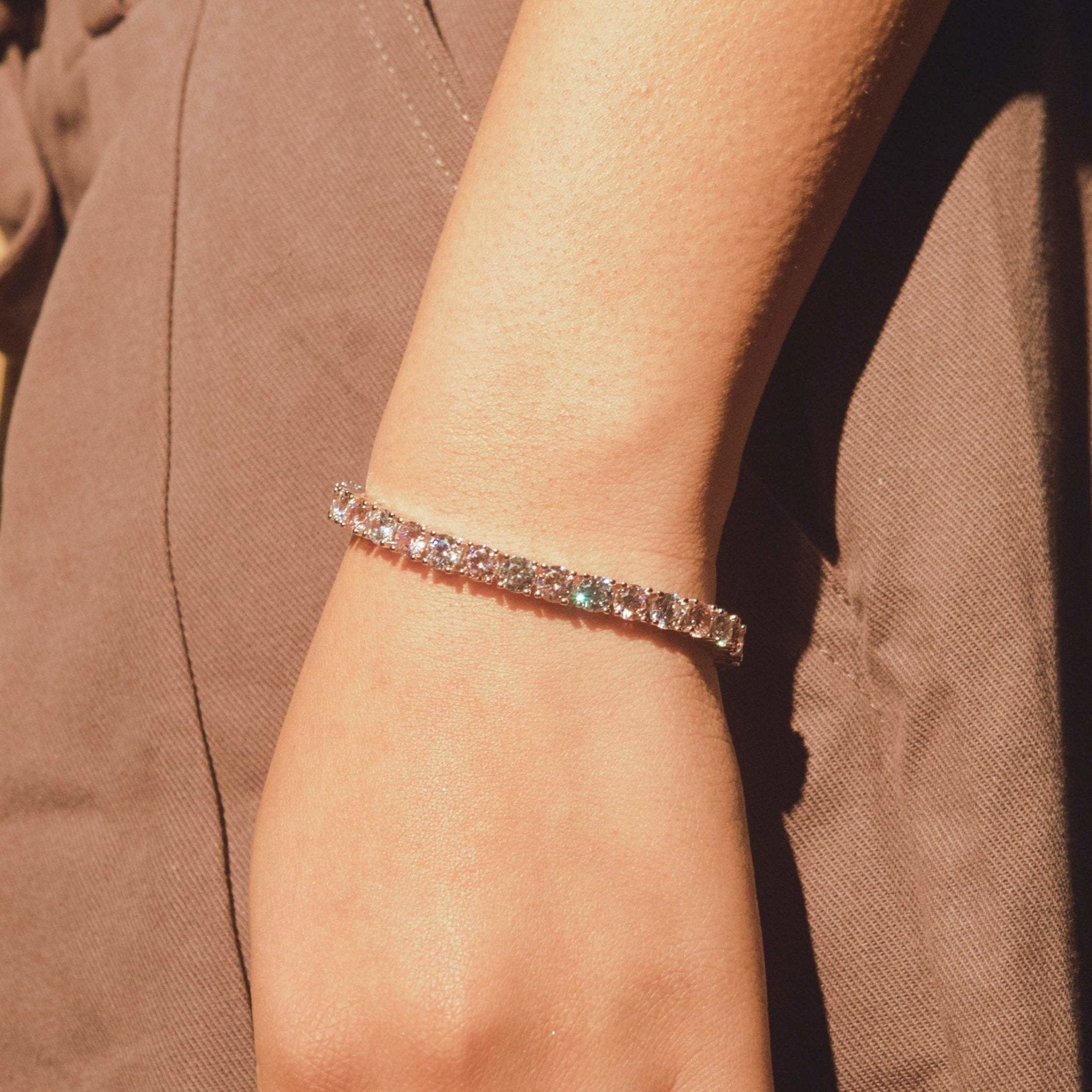 5mm Tennis Bracelet - Pink & White - Cernucci
