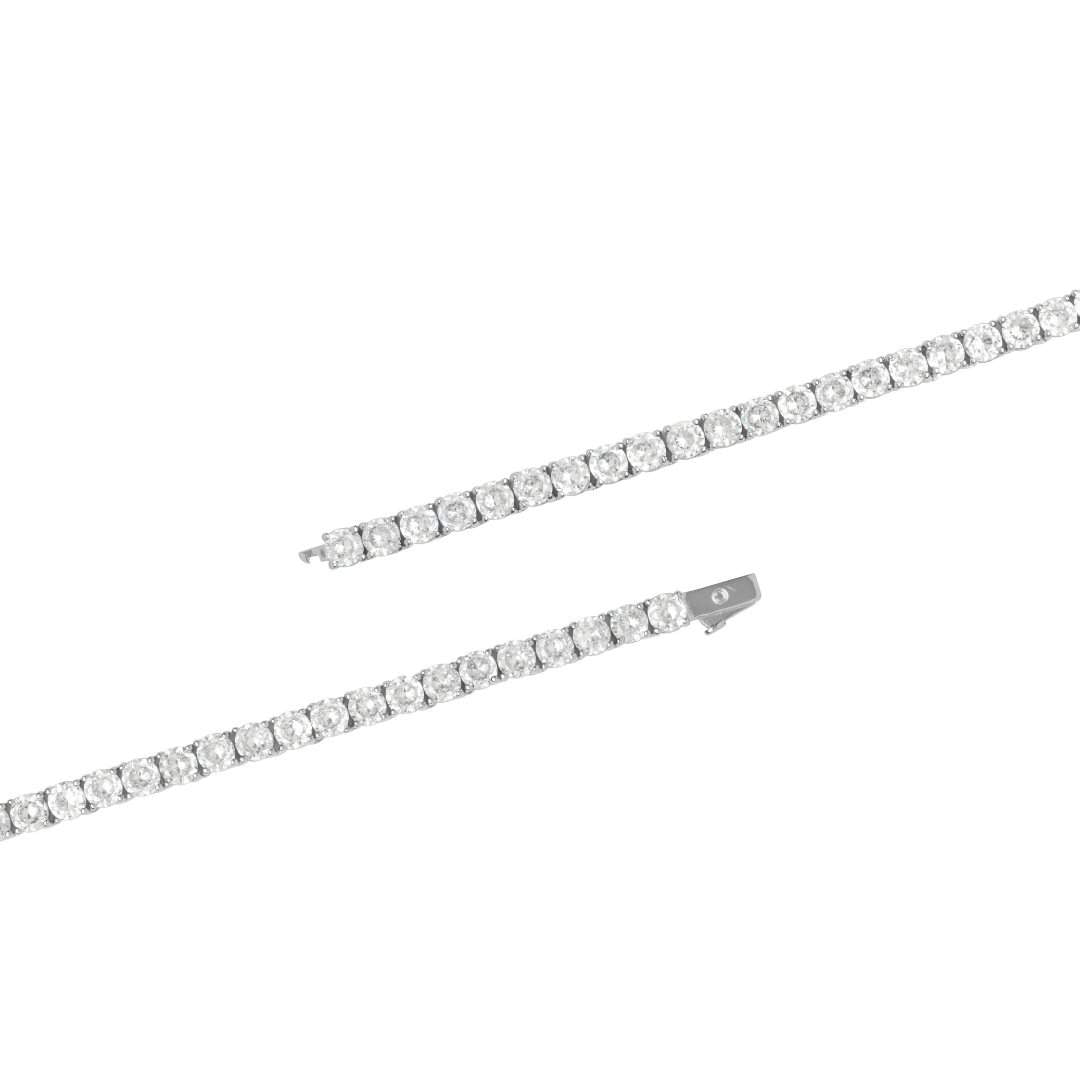 5mm Tennis Chain + Bracelet Bundle - White Gold - Cernucci