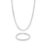 5mm Tennis Chain + Bracelet Bundle - White Gold - Cernucci