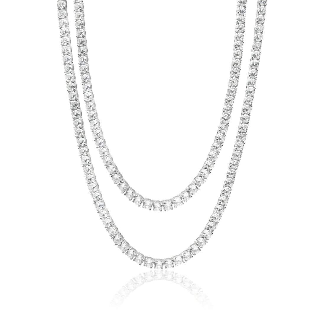 5mm Tennis Chain Bundle - White Gold - Cernucci