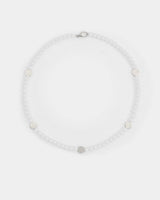 6mm Pearl & Face Motif Necklace - White Gold