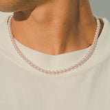 6mm Beaded Pearl Necklace - Pink - Cernucci