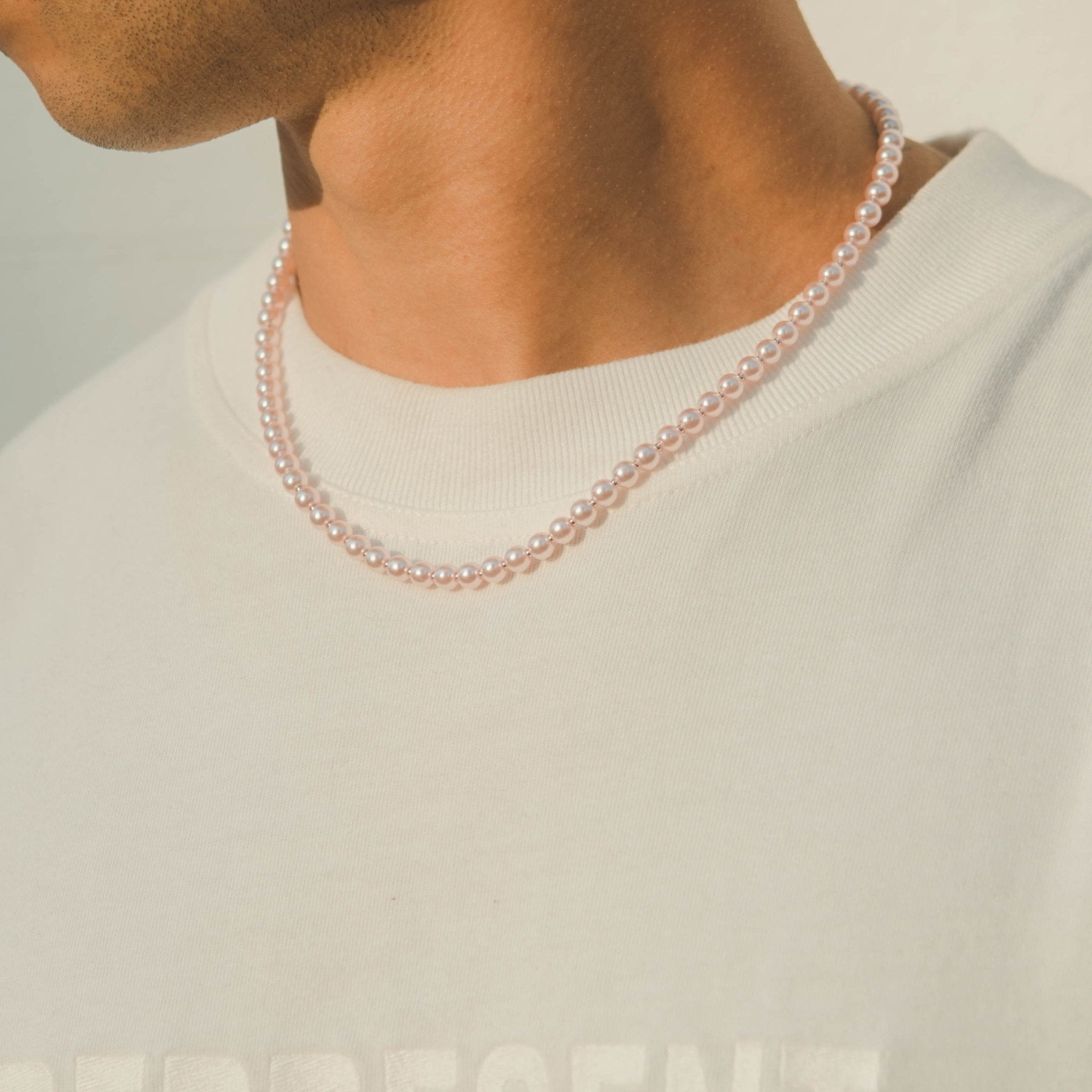 6mm Beaded Pearl Necklace - Pink - Cernucci