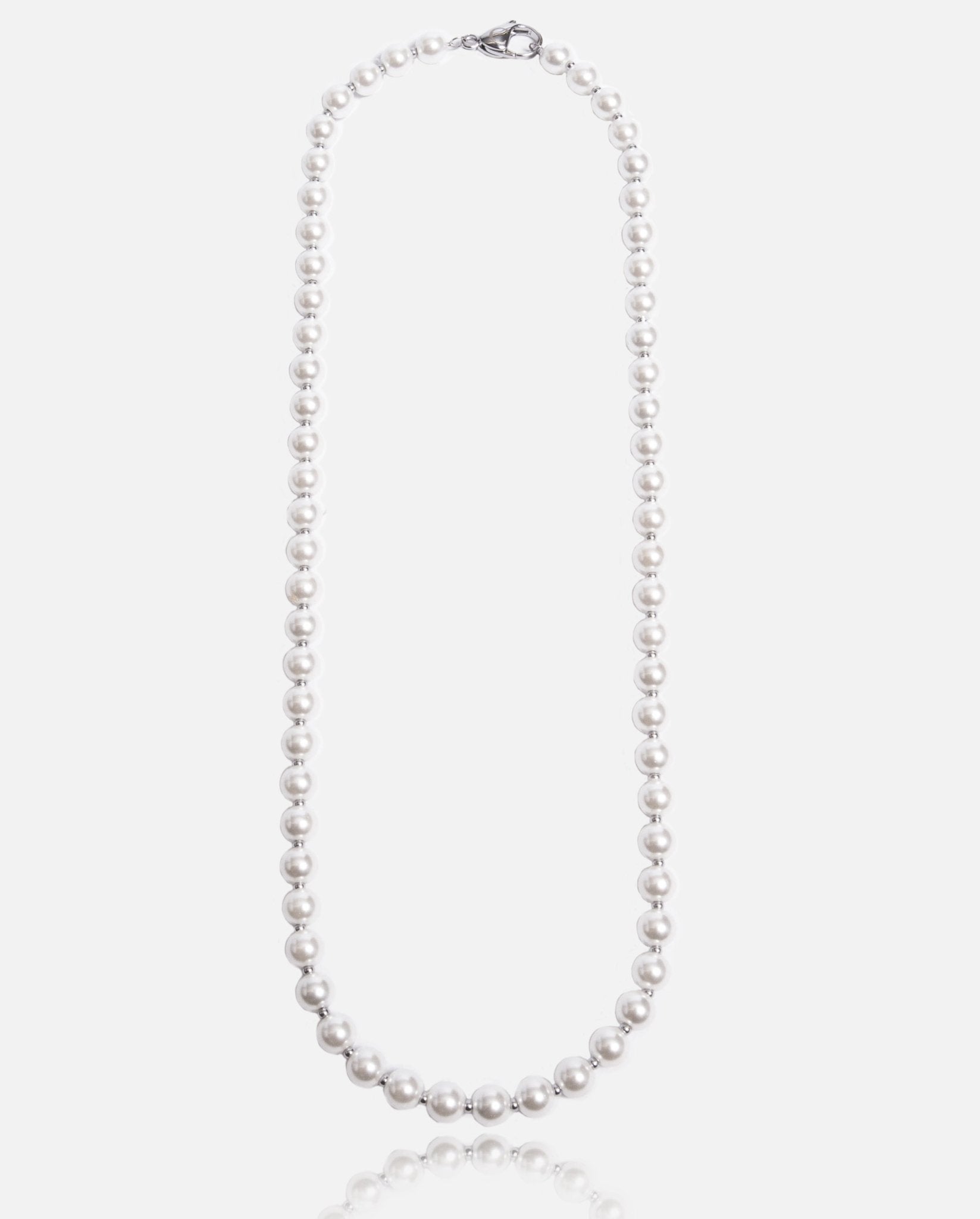6mm Beaded Pearl Necklace - White - Cernucci