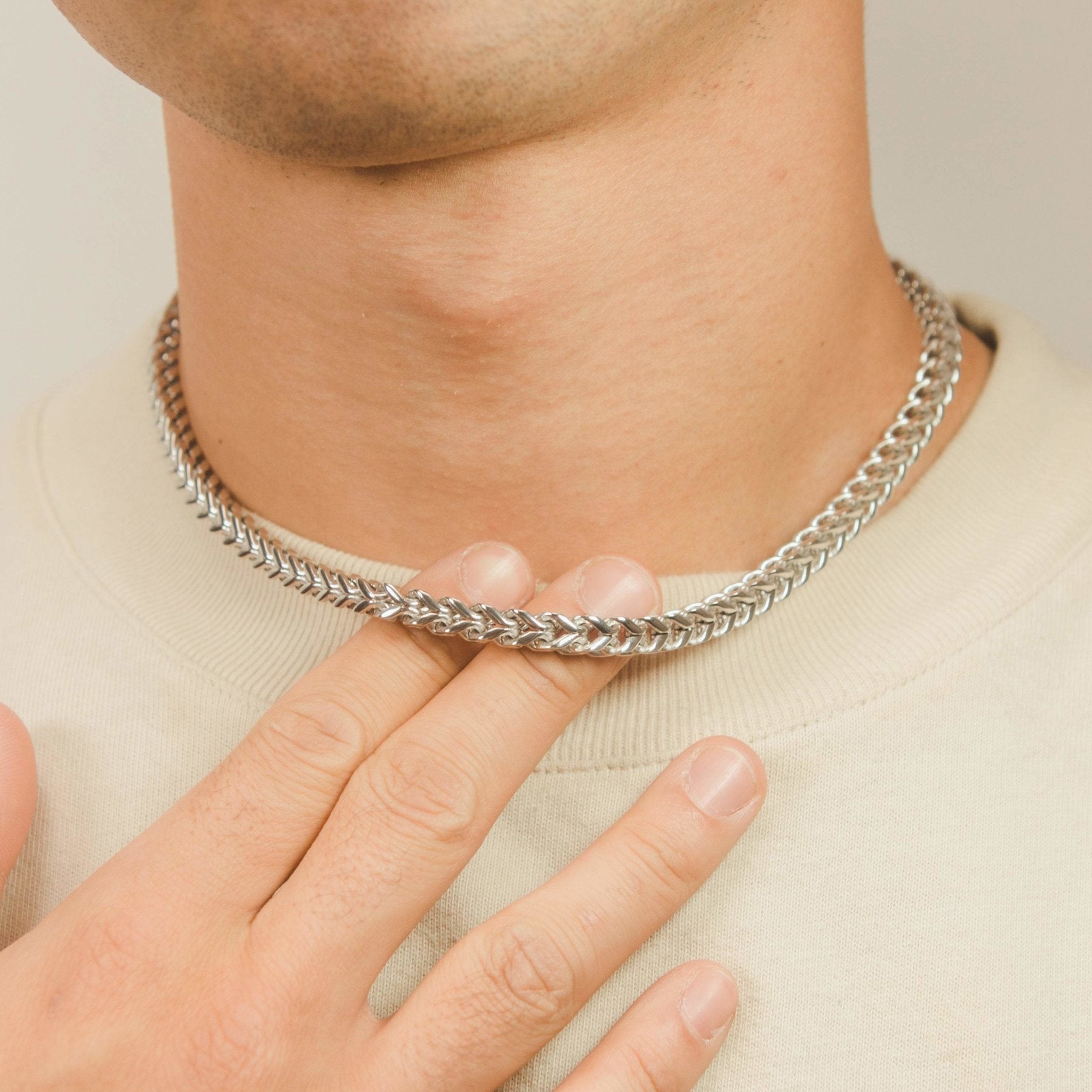 6mm Franco Chain - White Gold - Cernucci