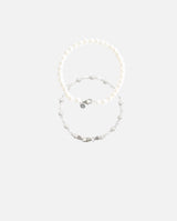 6mm Pearl Bracelet + 5mm Iced Ball Bracelet Bundle - Cernucci