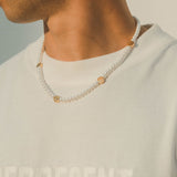 6mm Pearl & Smiley Necklace - Gold - Cernucci