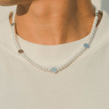 6mm Pearl & Smiley Necklace - White Gold - Cernucci