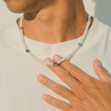 6mm Pearl & Smiley Necklace - White Gold - Cernucci