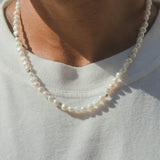 7mm Baroque Pearl Necklace - White Gold - Cernucci