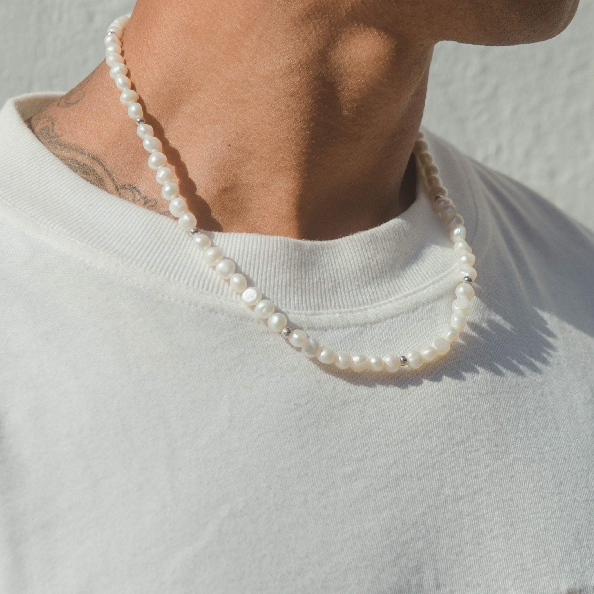 7mm Baroque Pearl Necklace - White Gold - Cernucci