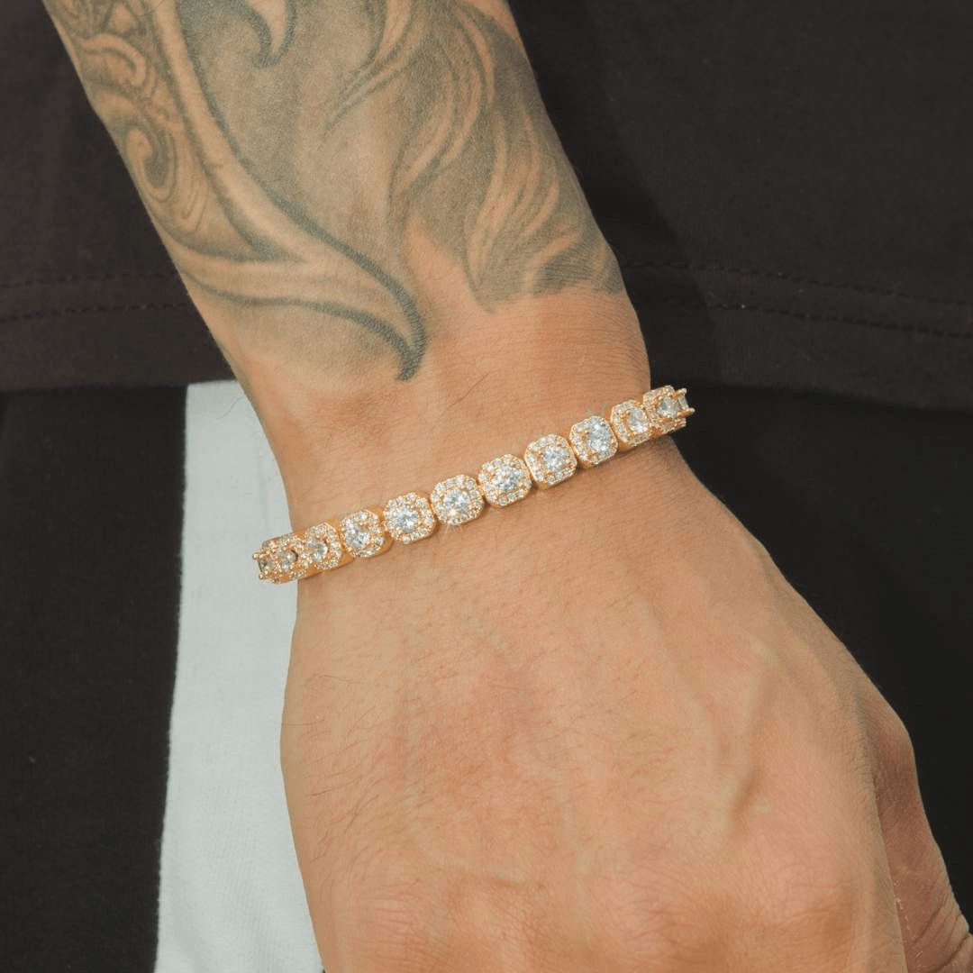 7mm Clustered Tennis Bracelet - Gold - Cernucci