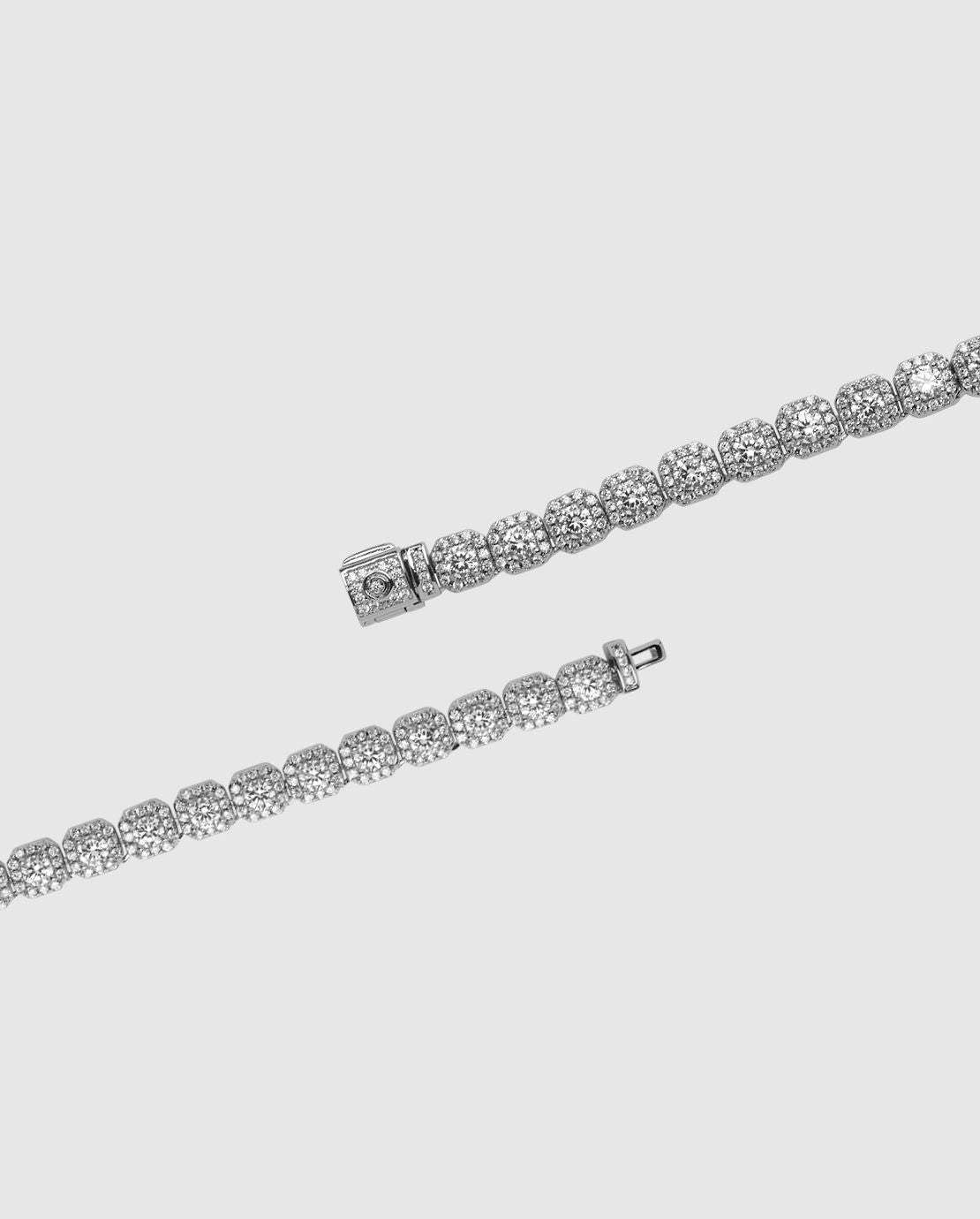 7mm Clustered Tennis Bracelet - White Gold - Cernucci