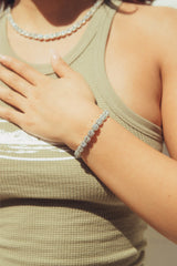7mm Clustered Tennis Bracelet - White Gold - Cernucci