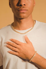 7mm Clustered Tennis Chain + Bracelet Bundle - Gold - Cernucci