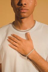 7mm Clustered Tennis Chain + Bracelet Bundle - White Gold - Cernucci