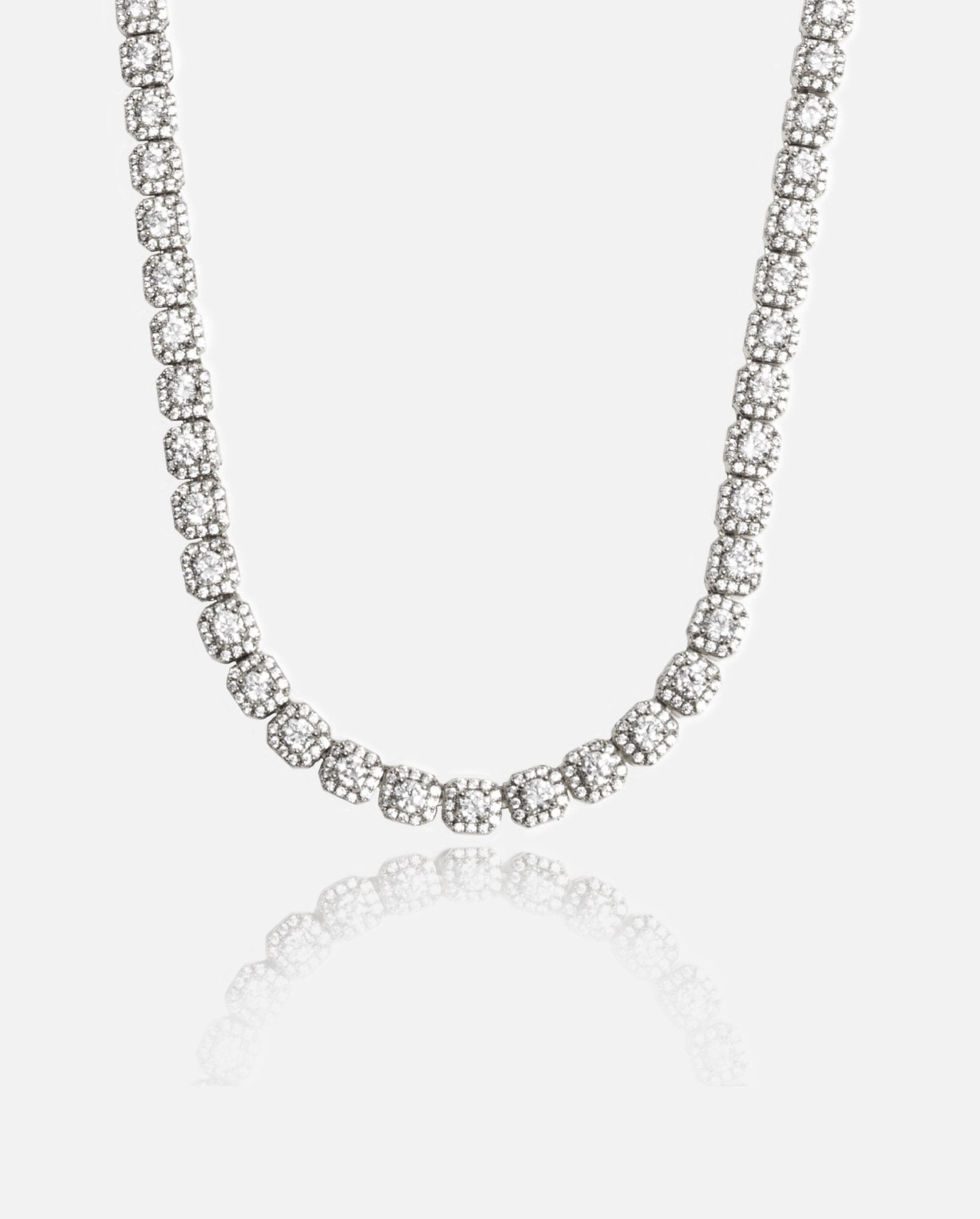 7mm Clustered Tennis Chain - White Gold - Cernucci