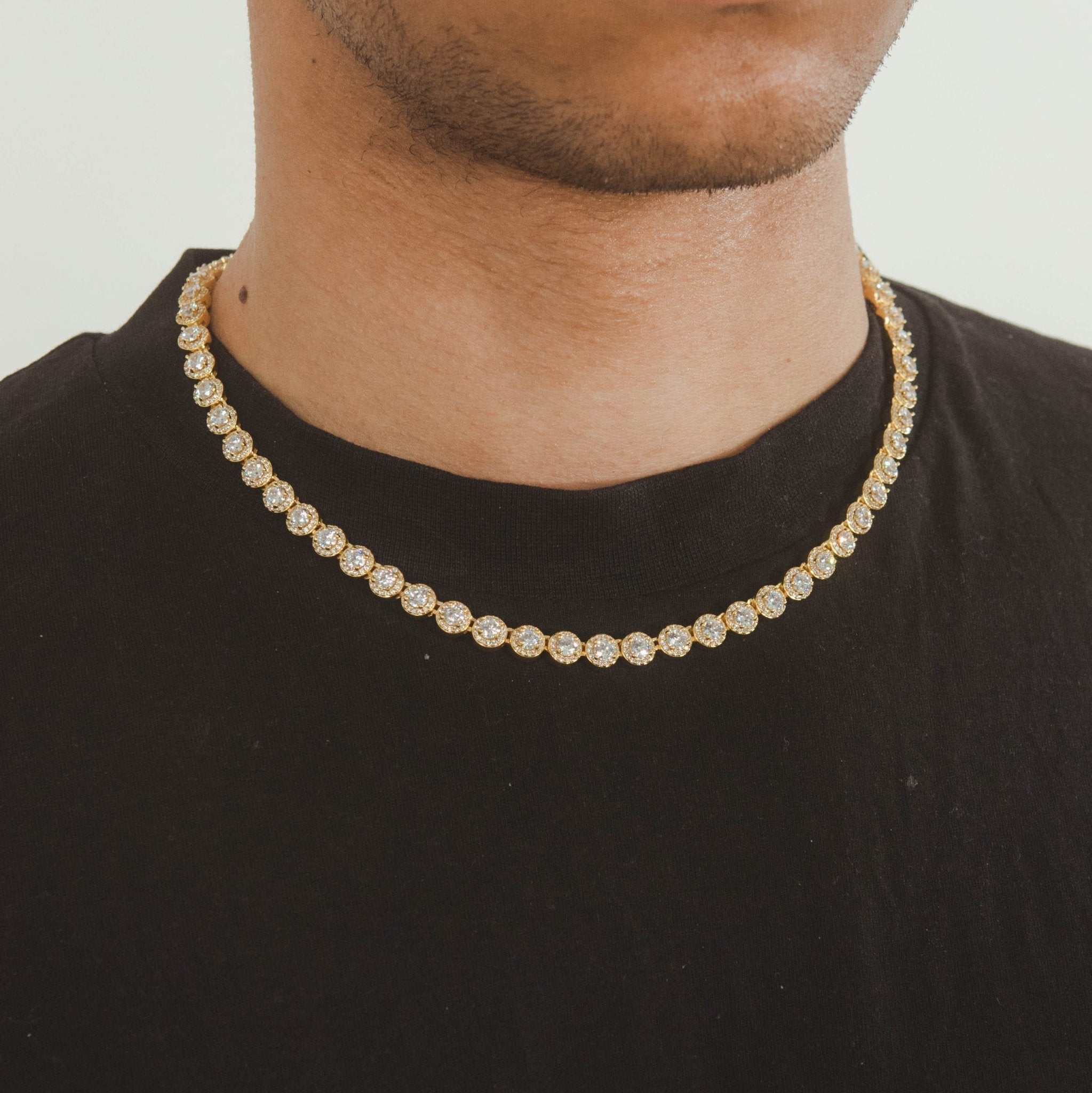 7mm Flower Tennis Chain - Gold - Cernucci