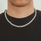 7mm Flower Tennis Chain - White Gold - Cernucci