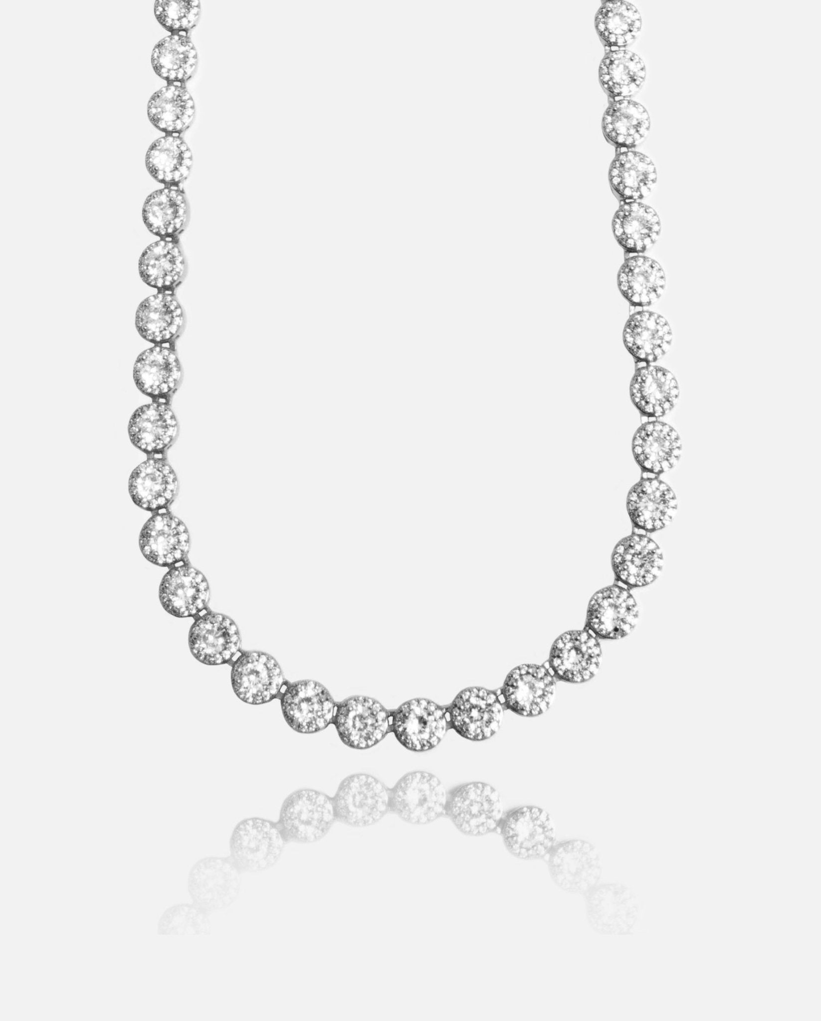 7mm Flower Tennis Chain - White Gold - Cernucci