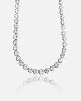 7mm Flower Tennis Chain - White Gold - Cernucci