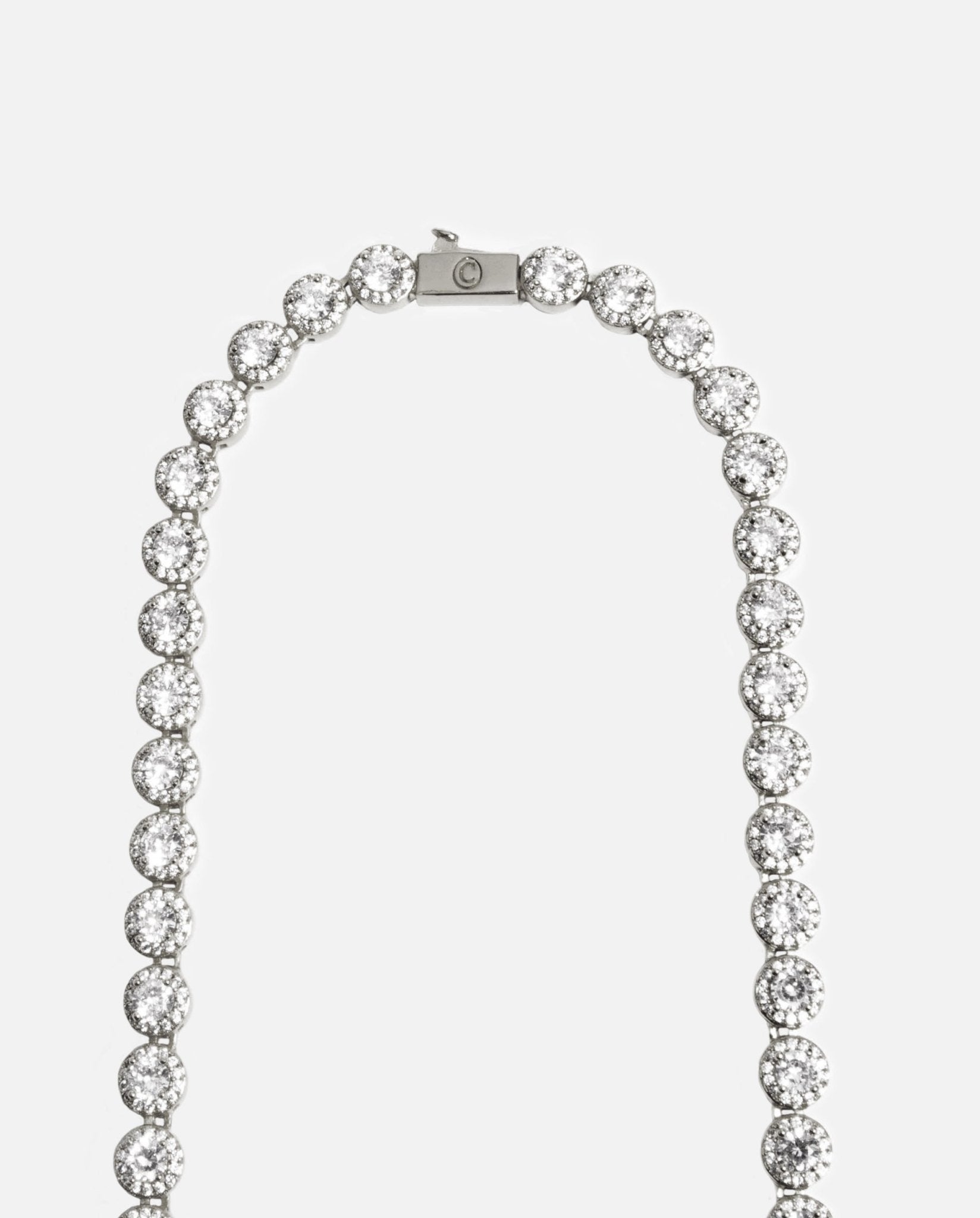 7mm Flower Tennis Chain - White Gold - Cernucci