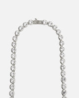 7mm Flower Tennis Chain - White Gold - Cernucci