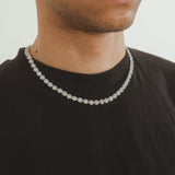 7mm Flower Tennis Chain - White Gold - Cernucci