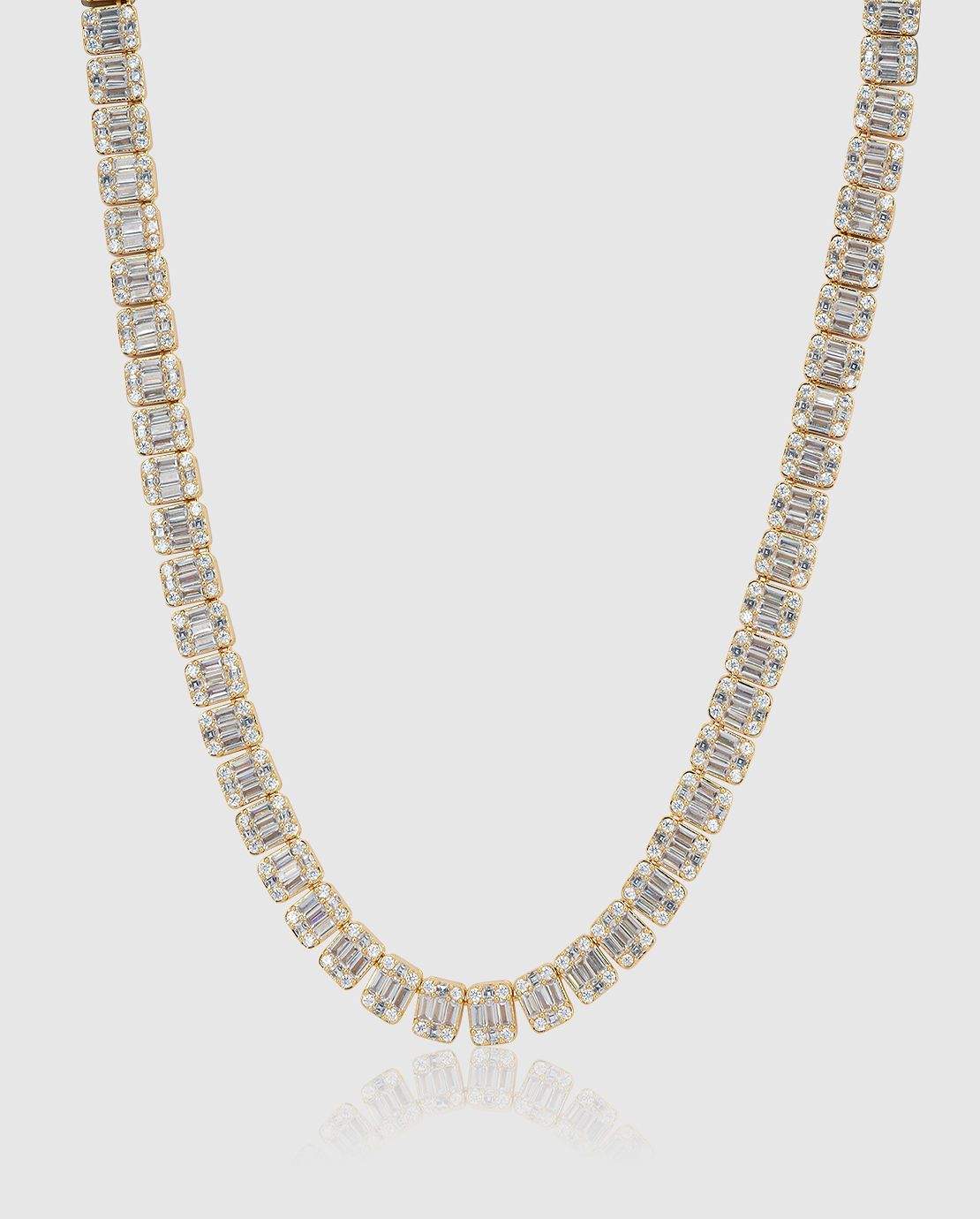 8mm Baguette Tennis Chain - Gold - Cernucci