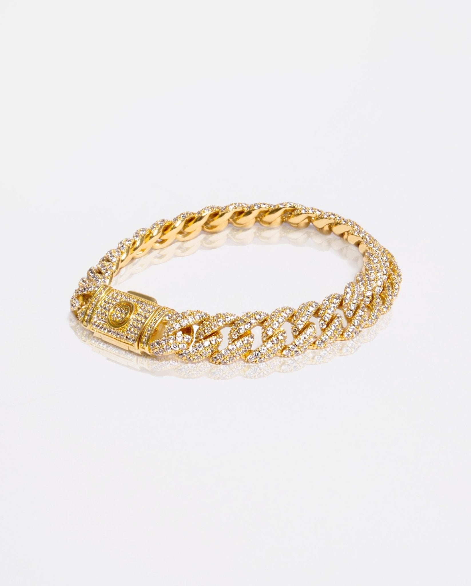 8mm Iced Cuban Link Bracelet - Gold - Cernucci