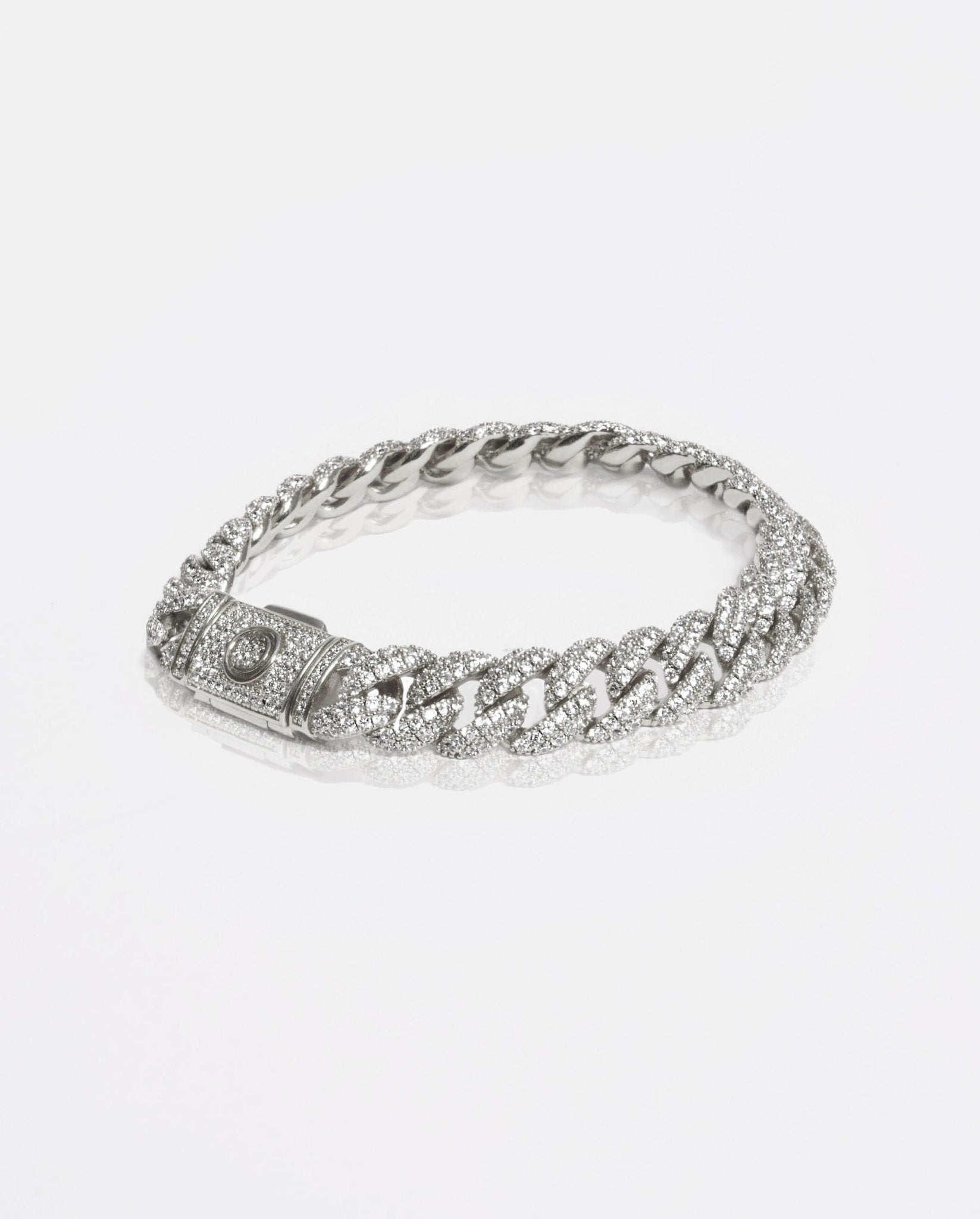 8mm Iced Cuban Link Bracelet - White Gold - Cernucci