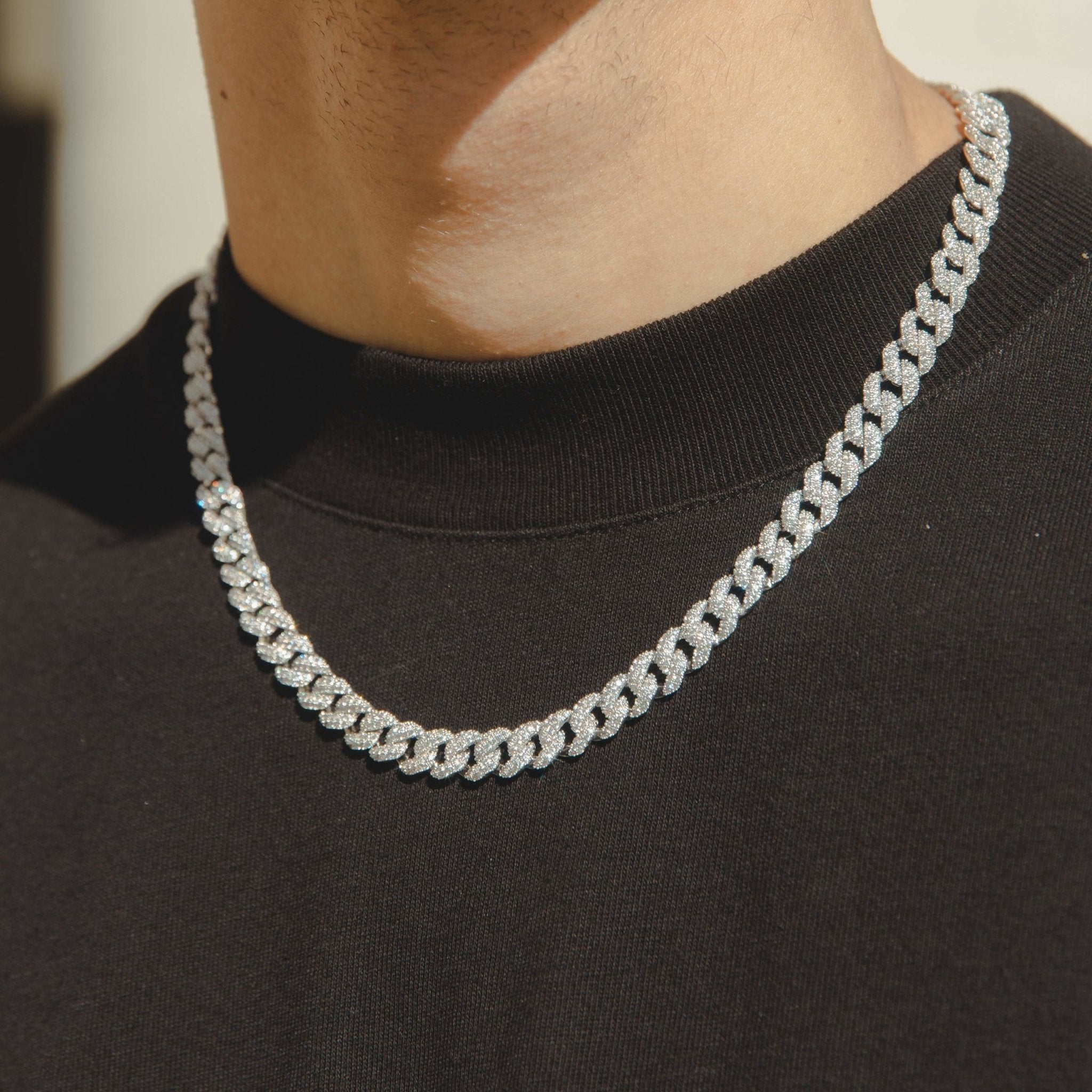 8mm Iced Cuban Link Chain - White Gold - Cernucci