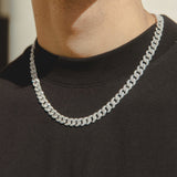 8mm Iced Cuban Link Chain - White Gold - Cernucci