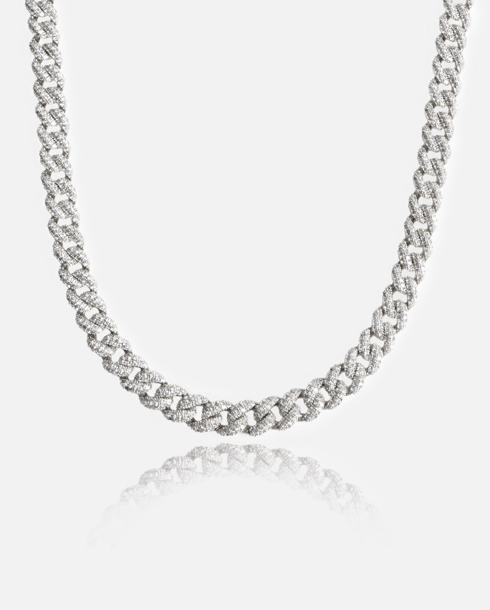 8mm Iced Cuban Link Chain - White Gold - Cernucci
