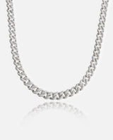 8mm Iced Cuban Link Chain - White Gold - Cernucci