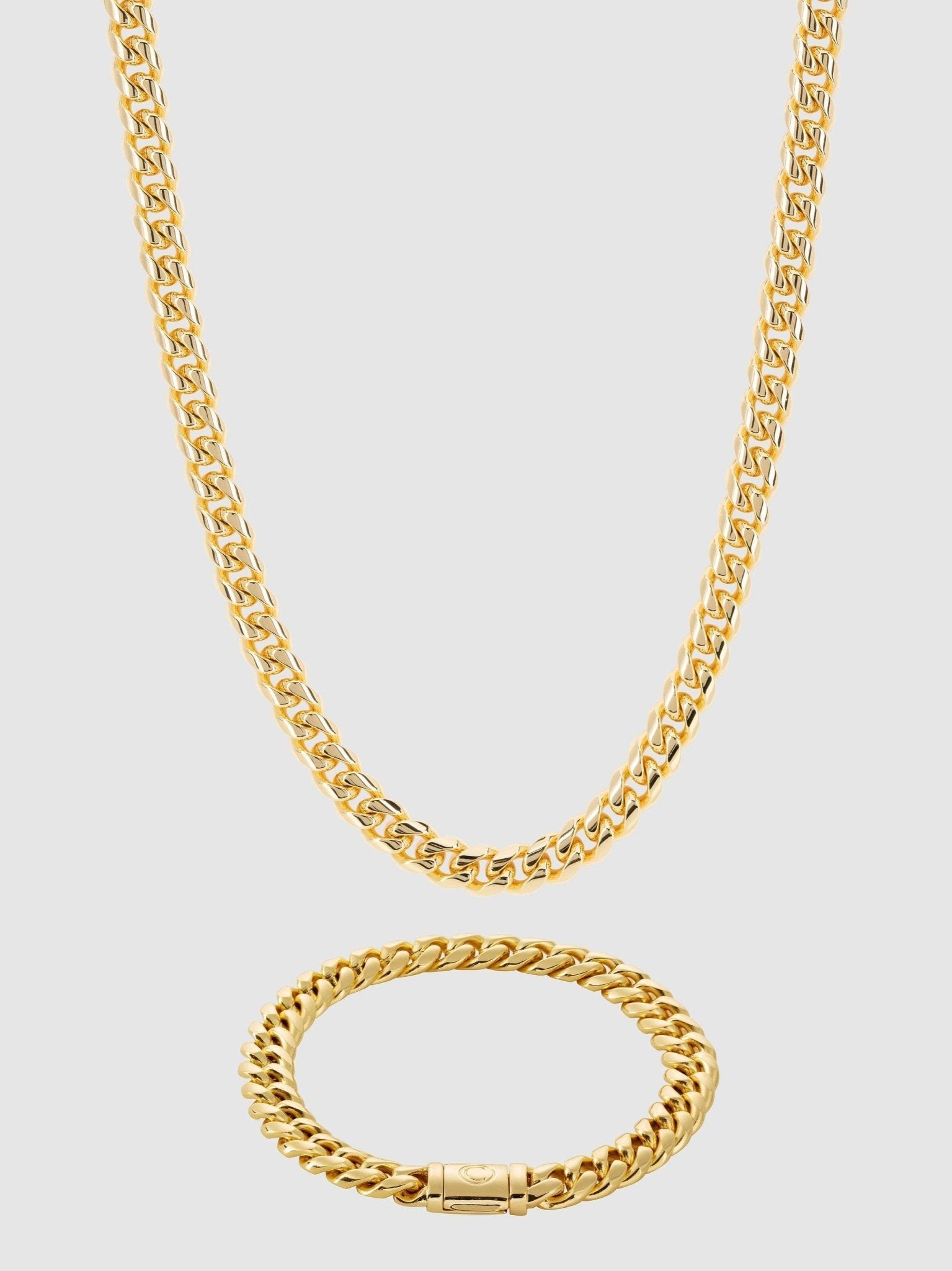 8mm Miami Cuban Chain + Bracelet Bundle - Gold - Cernucci