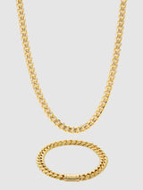 8mm Miami Cuban Chain + Bracelet Bundle - Gold - Cernucci