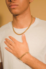8mm Miami Cuban Chain + Bracelet Bundle - Gold - Cernucci