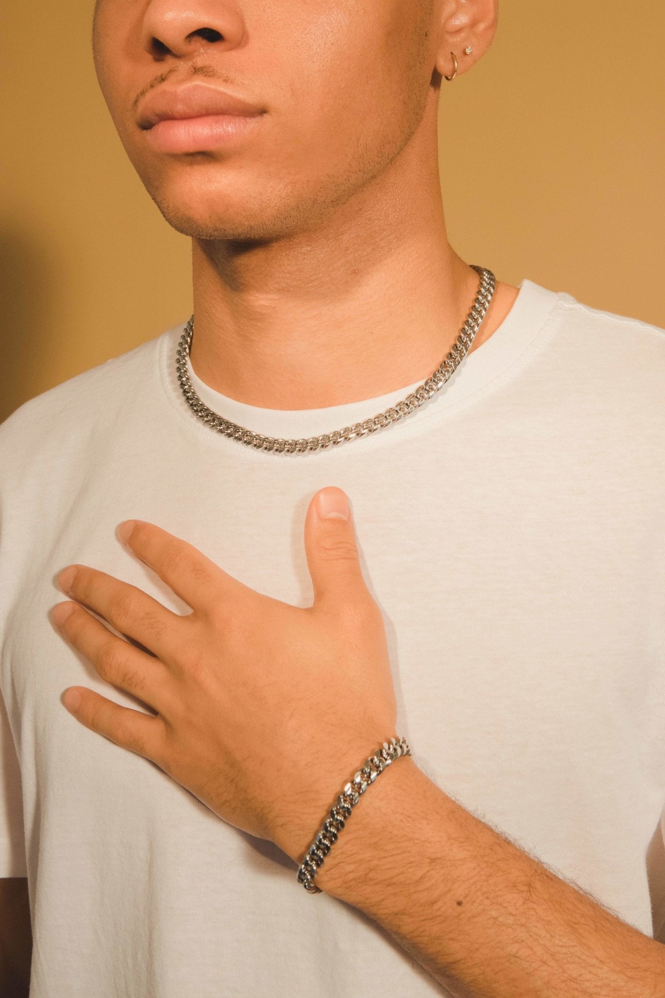 8mm Miami Cuban Chain + Bracelet Bundle - White Gold - Cernucci