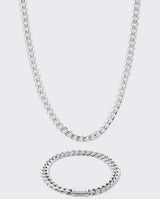 8mm Miami Cuban Chain + Bracelet Bundle - White Gold - Cernucci