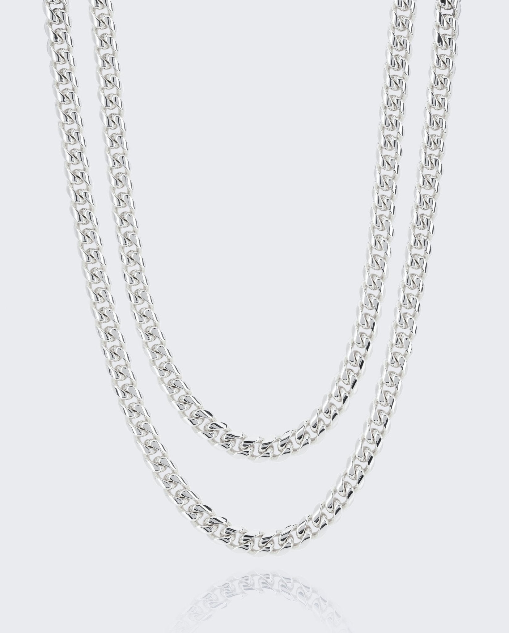 8mm Miami Cuban Chain Bundle - White Gold - Cernucci