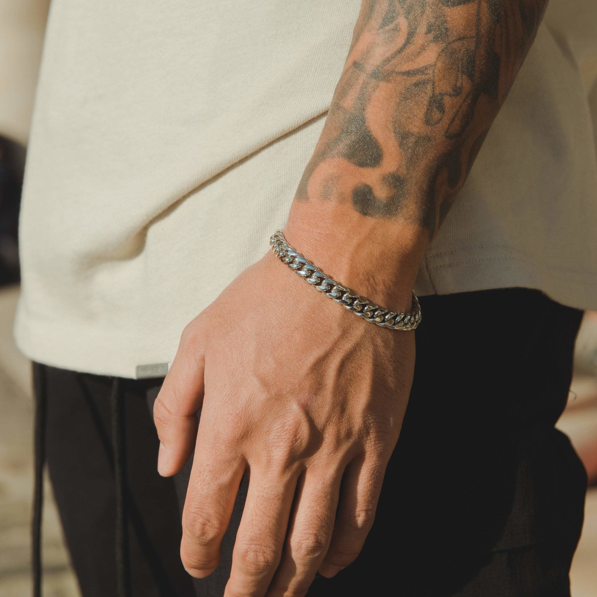 8mm Miami Cuban Link Bracelet - White Gold - Cernucci