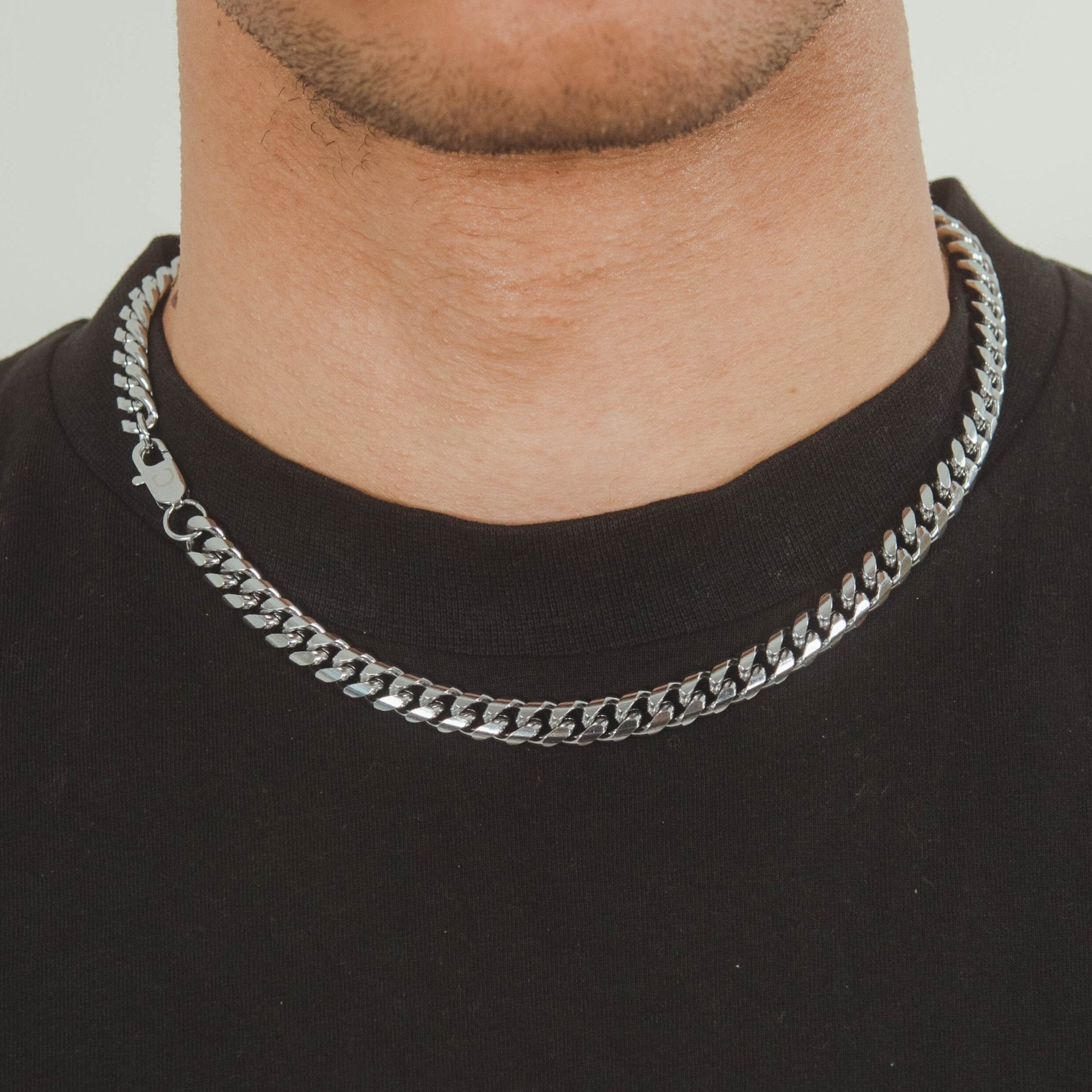 8mm Miami Cuban Link Chain - White Gold - Cernucci