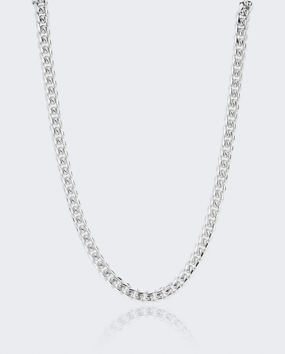 8mm Miami Cuban Link Chain - White Gold - Cernucci