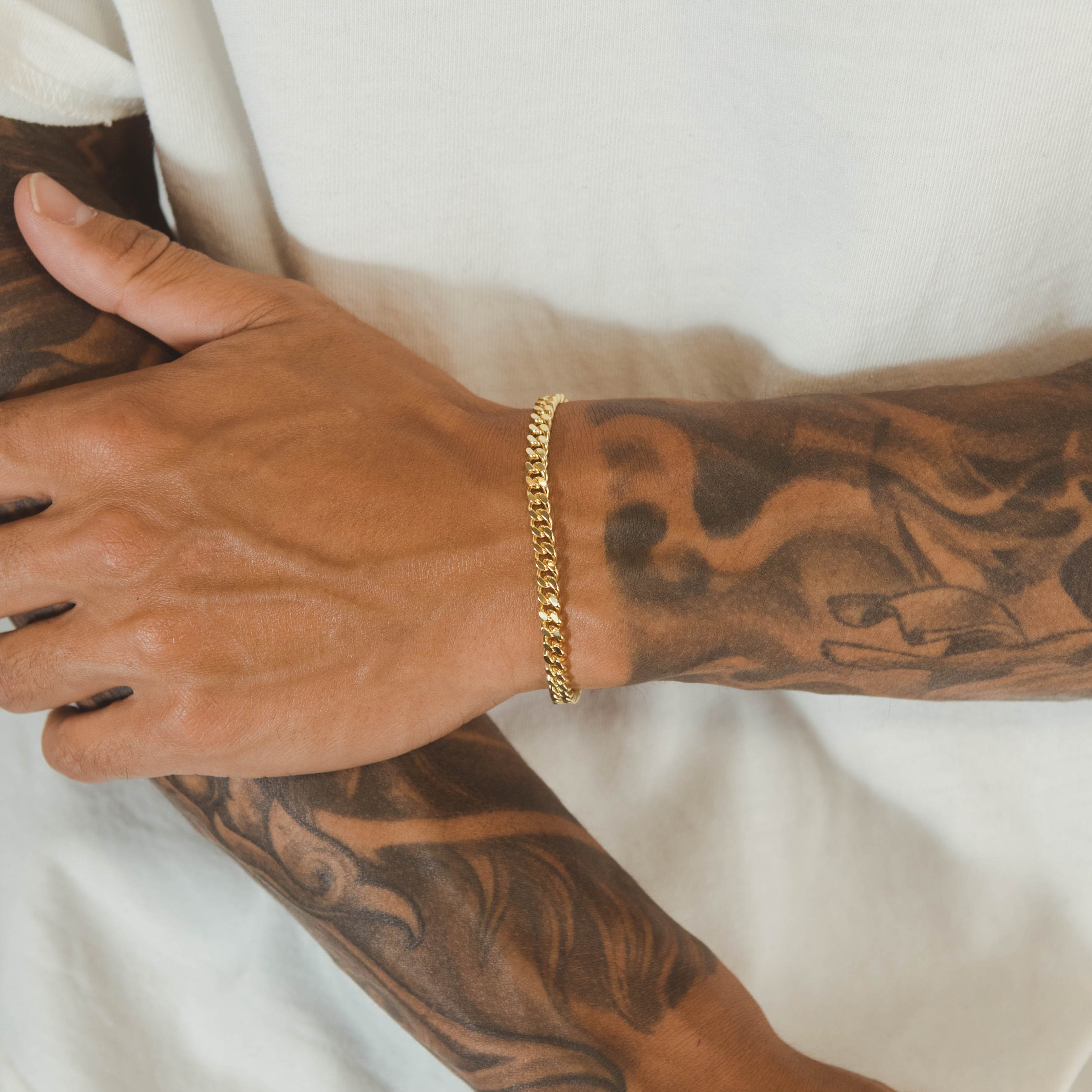 925 5mm Kubanisches Armband - Gold