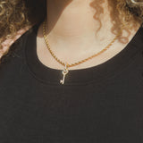 Iced Heart Key Pendant - Gold