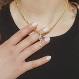 Iced Heart Key Pendant - Gold