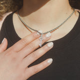 Iced Heart Key Pendant - White Gold
