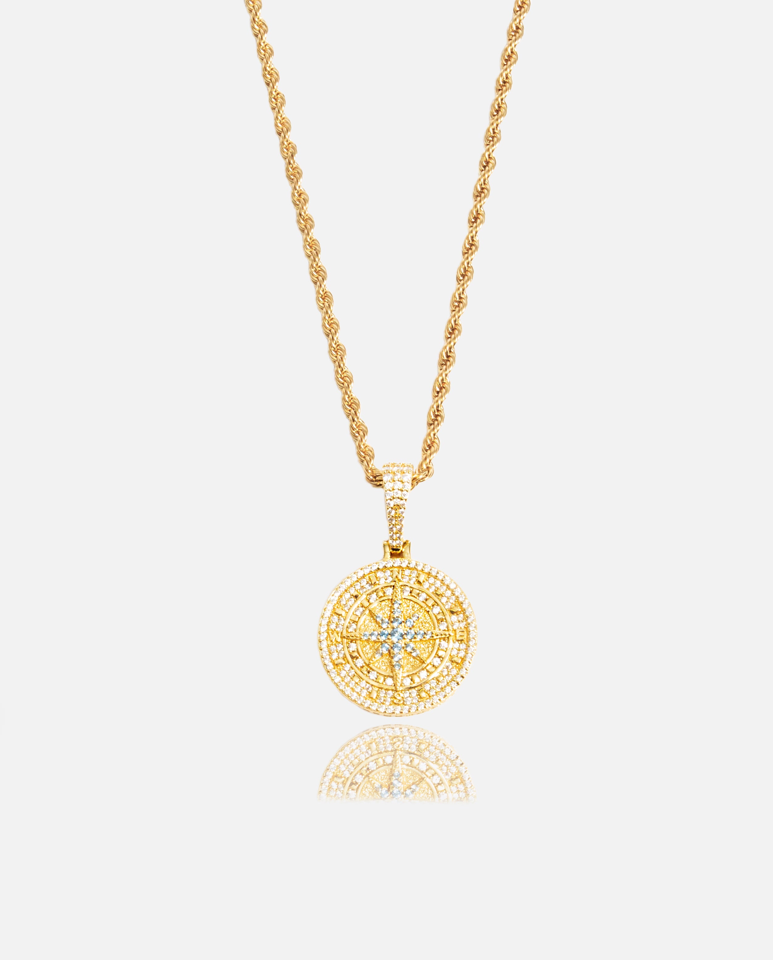 Iced Compass Anhänger - Gold